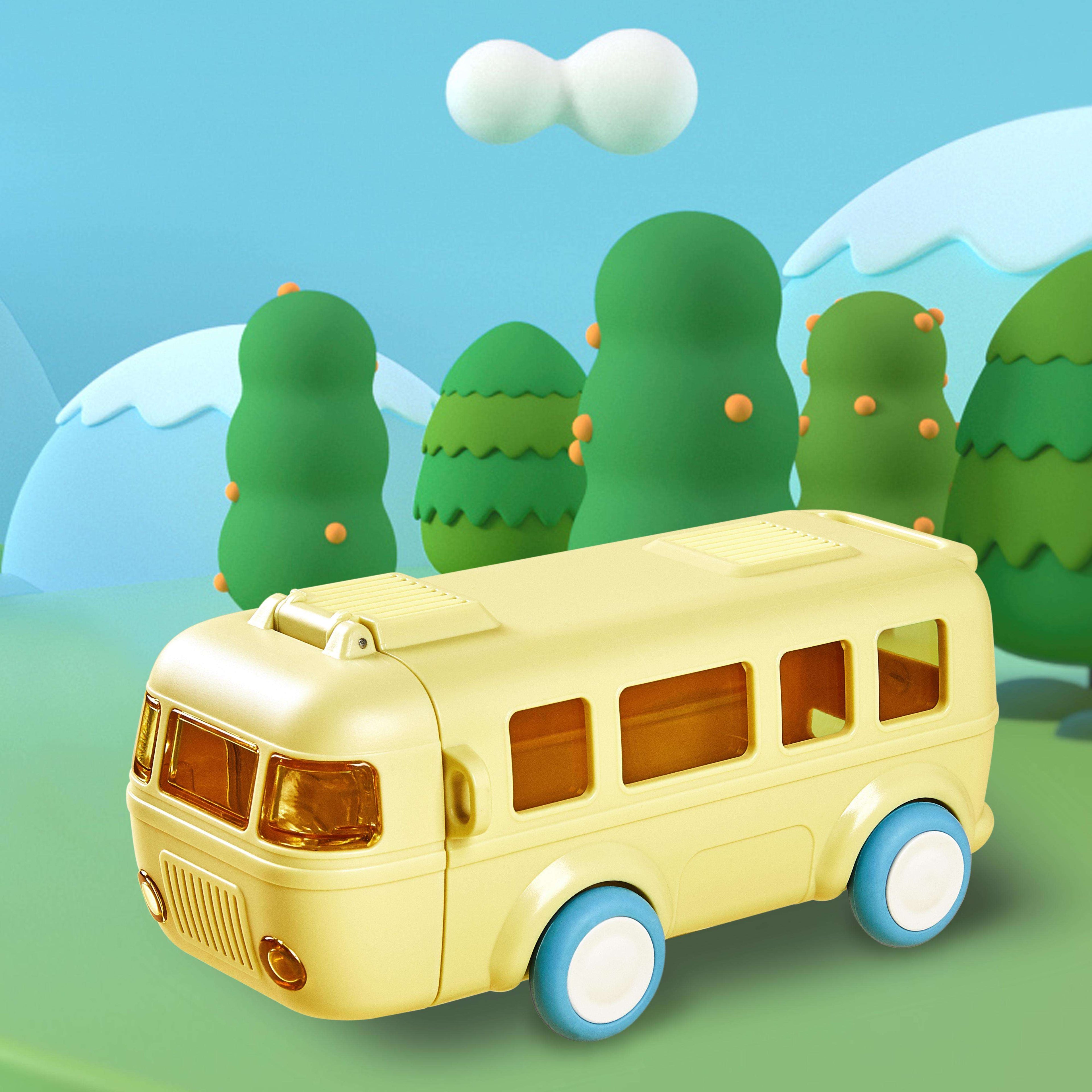Cartoon Bus Straw Cup Cute Large Capacity Outdoors Car Water Bottle Children Drinkware Bounce Straw Bottle.