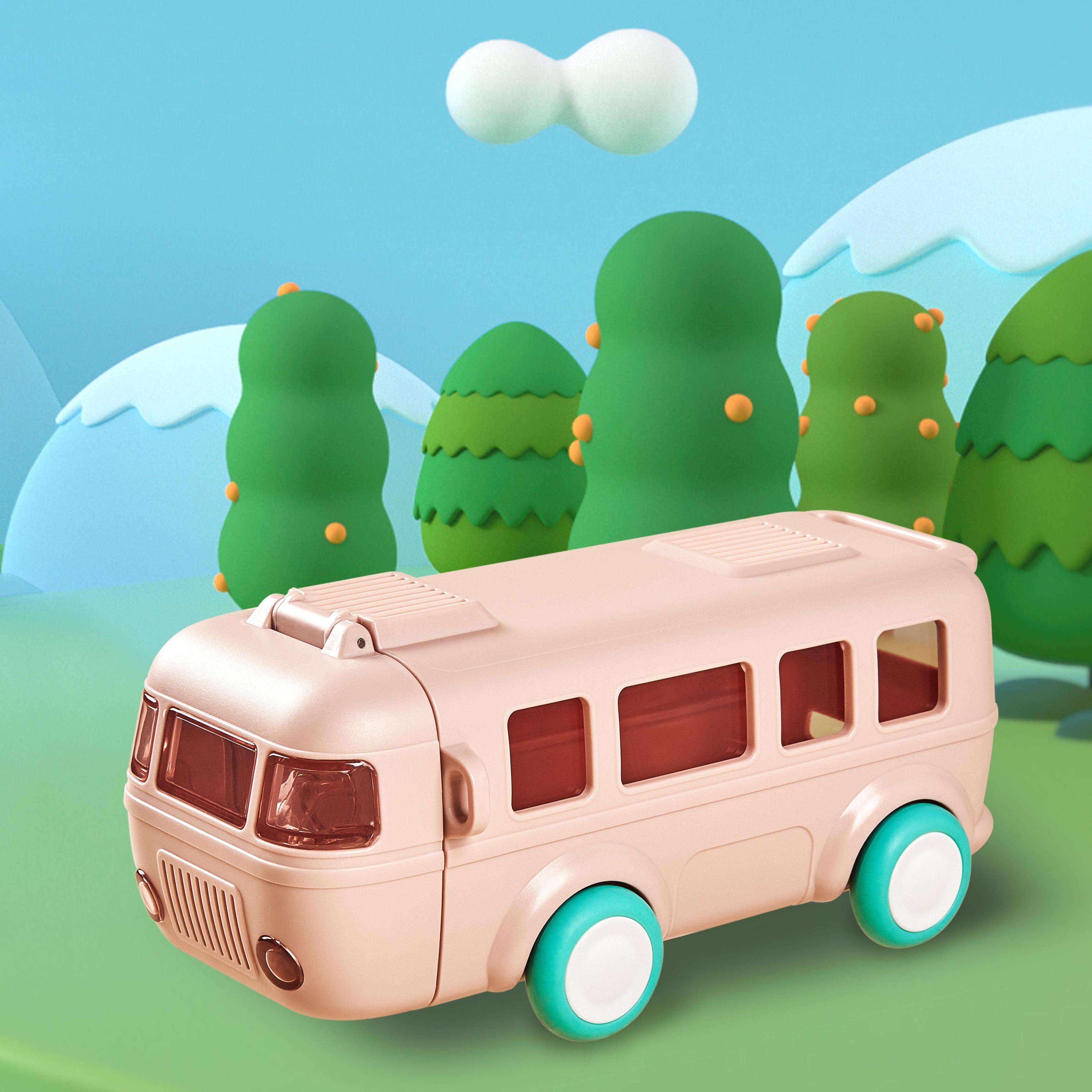 Cartoon Bus Straw Cup Cute Large Capacity Outdoors Car Water Bottle Children Drinkware Bounce Straw Bottle.