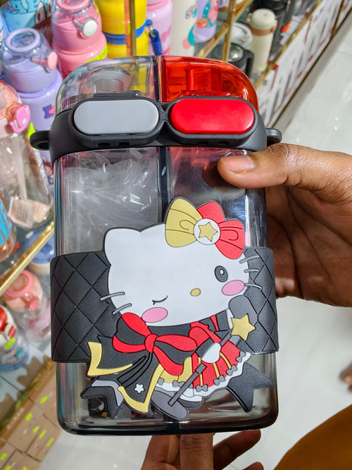 Kids Double Straw Cartoon Water Bottle